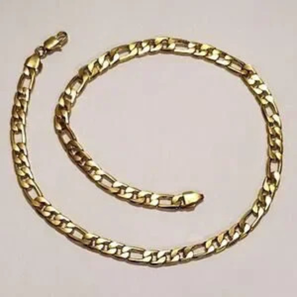 18k Genuine Gold Plated Necklace Figaro Chain Link Christmas Birthday Gift - NEW